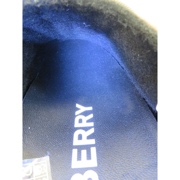 $620 BURBERRY NORTHAVEN BROWN QUILTED CHECK BLACK LEATHER LOGO SLIPPERS 44 US 11 - Picture 12 of 14